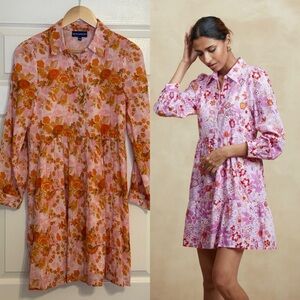 Tuckernuck Ro’s Garden Orange Blossom Romy Short Collared Shirtdress XS